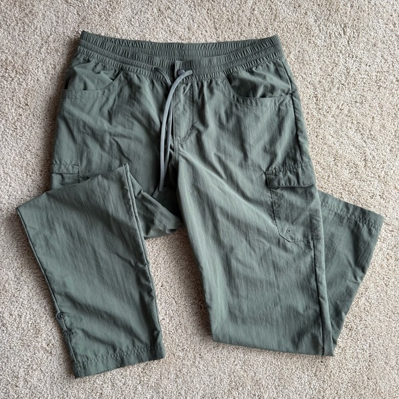 Columbia Pants - Columbia Cargo Pants Women M Green Hiking Outdoor Lightweight Elastic Waist